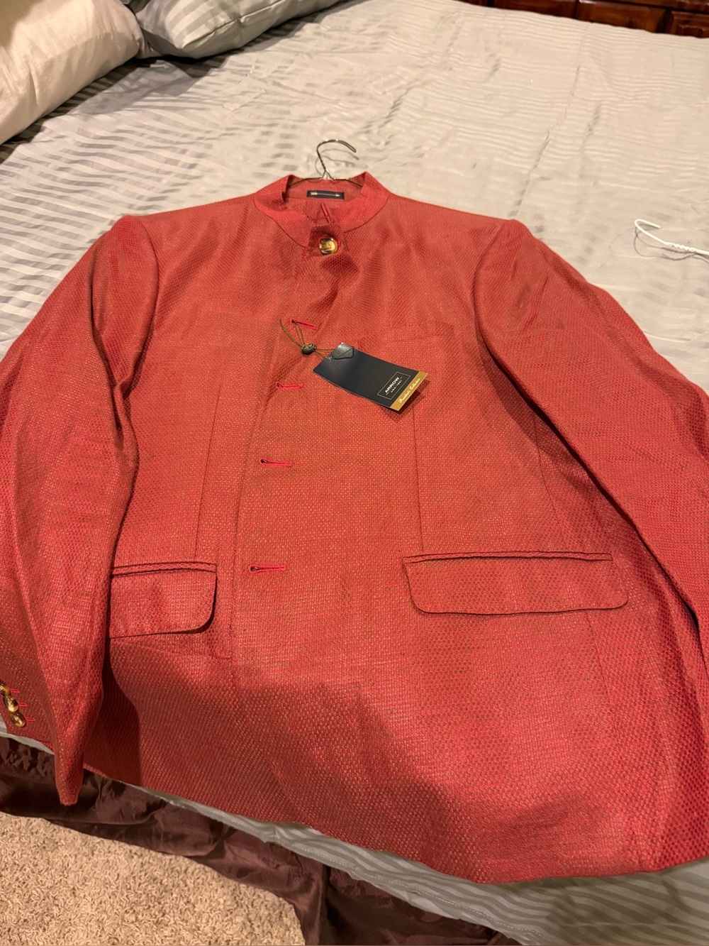 Arrow Red Textured Men's Blazer with Gold Tag